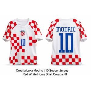 Croatia Luka Modric #10 Soccer Jersey Kids Size 104 Red White Checkered Football
